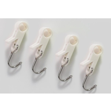 Set 4 Carlige Multifunctionale,  Tubulare, Pentru Baie/Bucatarie, din ABS, 8.7 x 3.5 cm, Alb