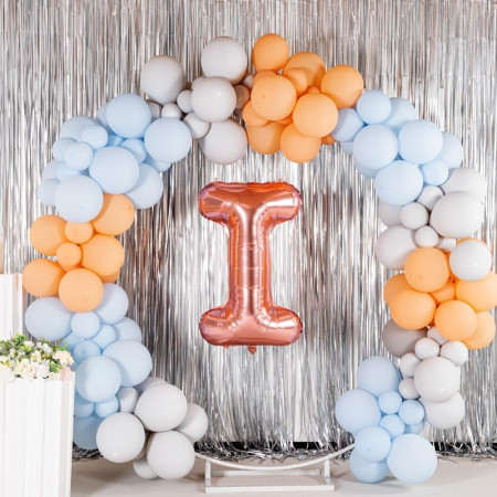 Balon Folie Metalizata Litera I, Cyrax, 100 cm, Umflati cu Heliu sau Aer, Ambalaj Individual, Pai inclus, Rose Gold