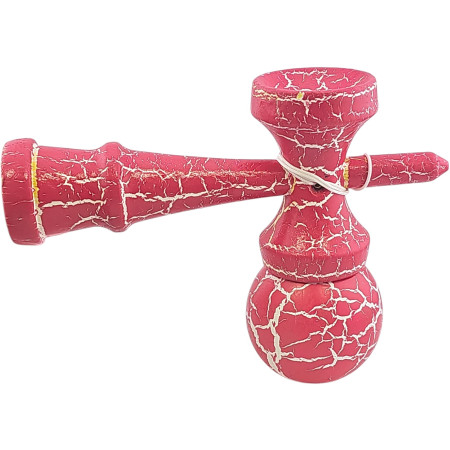 Kendama X Originala, Profesionala, Cyrax, Cracked, din Lemn, 18 cm, Roz Aprins/Alb