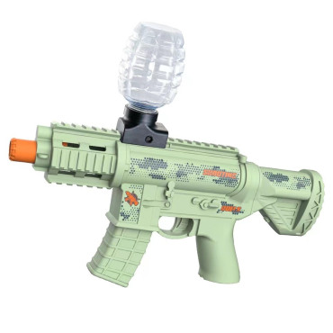 Mitraliera de jucarie electrica Cyrax cu bile de hidrogen de gel, gun bluster, tragere in rafala, varsta peste 6 ani, ochelari de protectie,  5000 de bile incluse, cablu de incarcare, 27x31.5 cm, Mp9, verde