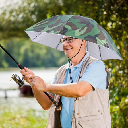 Umbrela de Cap,  Diametru 69 cm, Snur Reglabil de Cap, Protectie UV/Ploaie, Camuflaj