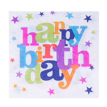Set 10 Servetele Happy Birthday, Cyrax, pentru Petrecere, Tematica Aniversare, 33x33 cm, Multicolor