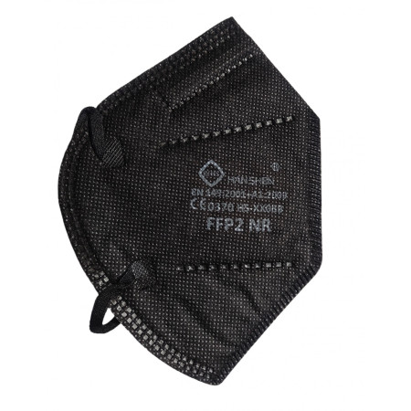 Masca de protectie faciala, Cyrax, de unica folosinta, FFP2, KN95, 5 straturi FPP2, nesterila, ambalaj individual, CE 0370, Negru