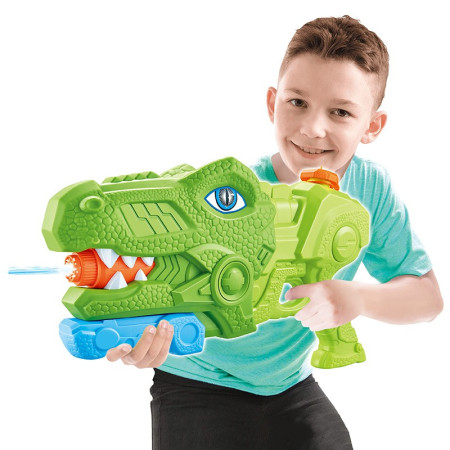 Pistol cu Apa pentru Copii, Rezervor, Pentru Piscina/Plaja, Cyrax, 6ani+, Tiranozaur, 3 duze, Verde, 1440ML