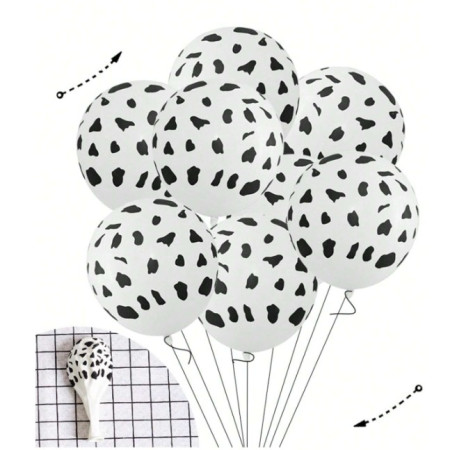 Set 10 Baloane din Latex, Cyrax, Model Party Animal Print, 3x Portocaliu, 3x Galben, 4x Alb, 23 cm, 1.4g