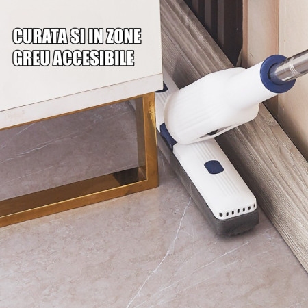 Set Mop Telescopic cu Galeata Pliabila,  Gri, 32 cm, Maner Reglabil 140 cm, Sistem de Stoarcere Usor si Eficient