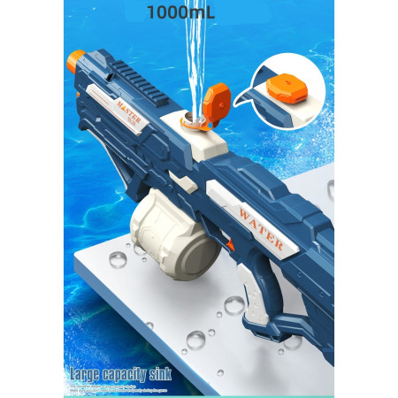 Pistol cu Apa pentru Copii, Rezervor 600ml, Cyrax, 14ani+, cu baterie 1200mAh, Electric Burst, Albastru/Alb, 1000ML