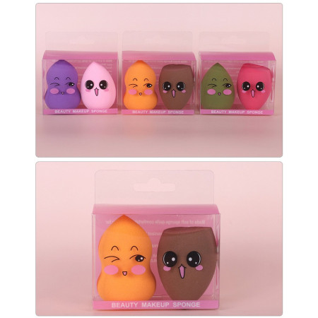 Set 2 Buretei de Machiaj, Cyrax, Puternic Absorbant, Utilizare Umeda si Uscata, din Poliuretan, 4 x 6 cm, Multicolor