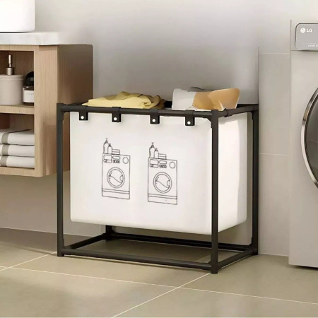 Cos de Rufe,  1 Cos, Cadru de Otel Inoxidabil, 97 x 44 x 57 cm, Negru