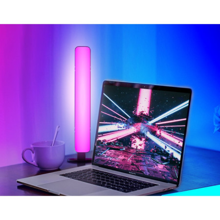 Lampa de Birou,  RGB Colorat, 14 LED, Putere 5V, Telecomanda cu 24 de Taste, Cablu USB, Negru, 25.5x4x3.5cm