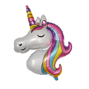 Balon din Folie Metalizata, Cyrax, Mini Figurine, Model Unicorn, Tematica Aniversare, 115x76 cm, Ambalaj Individual, Pai Inclus, Umflare cu Aer sau Heliu, Multicolor