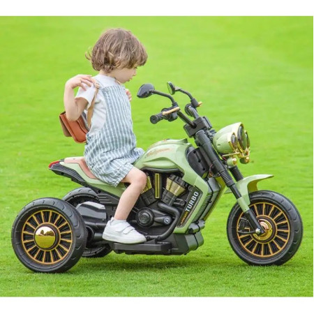 Motocicleta Electrica Cyrax, cu Acumulator,  Bluetooth, Sistem Anti-Rasturnare, Sistem de Lumini si Sunet, 1-8 Ani, 93 x 48 x 63 cm, Verde