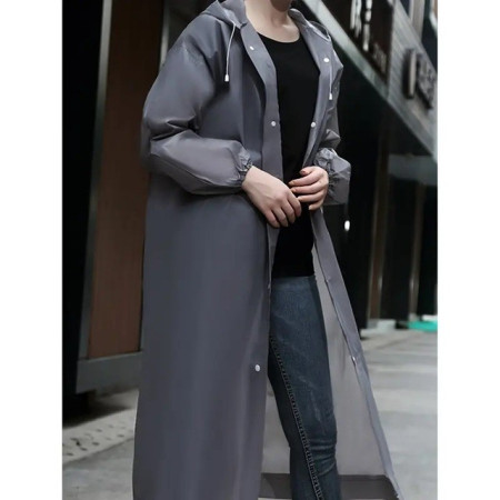 Pelerina de Ploaie,  pentru Adulti 150-180 cm, din EVA, Impermeabila, Rezistenta la Vant, Inchidere cu Capse, 140 g, Gri