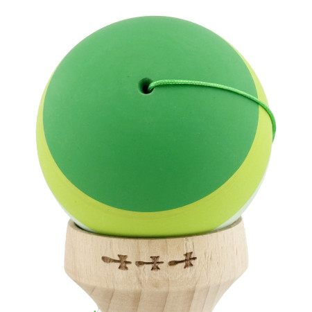 Kendama X Originala, Profesionala, Cyrax, Rubber Grip, Cupe Mari KING SIZE V3, Gaura in Baza, Rulment Metalic, din lemn 18 cm, Ata 62/65 cm, Special Verde degrade