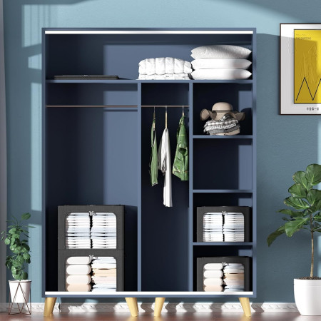 Cutie de Depozitare,  cu 3 Ferestre cu Fermoar Bidirectional, Cadru din Otel, Impermeabil, 38L, 42 x 30 x 30 cm, Negru