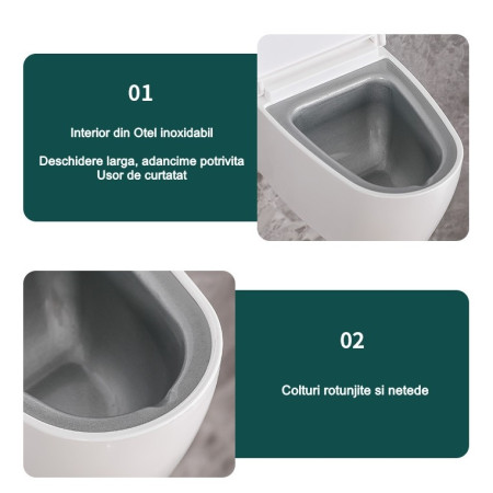 Scrumiera creativa  Forma de Toaleta, Capac Auriu, Material ABS si Otel Inoxidabil, 12.5 x 9.8 x 8.4 cm, Fixare prin Lipire sau De Sine Statator, pentru Baie, Camera, Bucatarie, Balcon, Auriu