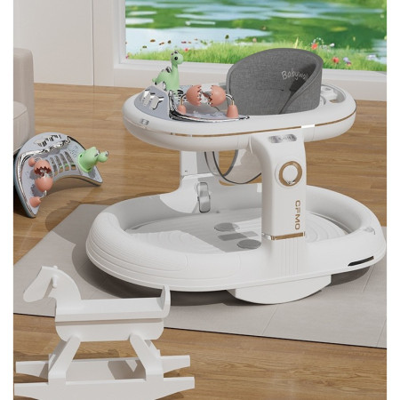 Premergator 4in1, Cyrax, Antemergator, Balansoar, Scaun de Masa, Functie Muzicala, din ABS, Roti Universale, Inaltime Reglabila, Sistem Antirasturnare, Greutate Portanta 25 kg, +6 Luni, Alb