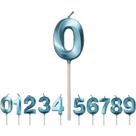 Lumanare Cifra 0, Cyrax, Model Diamond, 5 x 3.4 cm, Albastru