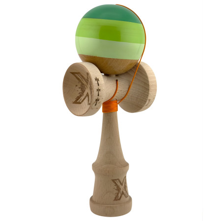 Kendama X Originala, Profesionala, Cyrax, Big Cups V2, Super Sticky Legendary Cupe Mari, Rulment Metalic cu Ata 55 cm, Verde Mix