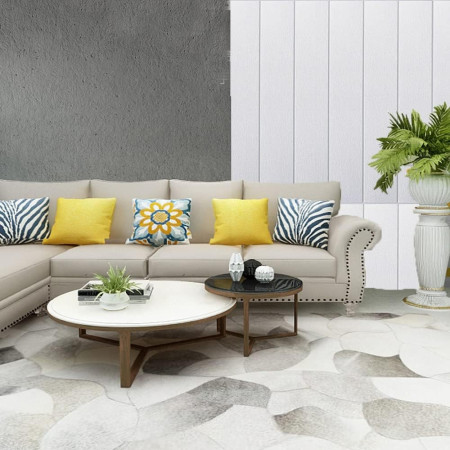 Set 10 Placi Tapet 3D,  70 x 70 cm, Grosime 3 mm, din Rasina, Tip Placi de Lemn, Suprafata Acoperita 4.9 mp, Alb