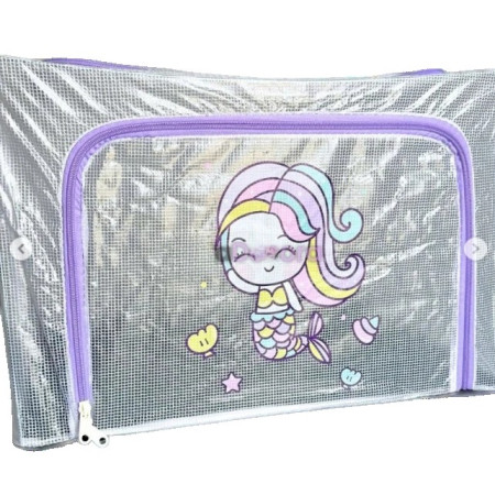 Cutie de Depozitare,  pentru Camera Copiilor, 100L, din PVC, Model Sirena, 60 x 42 x 40 cm, Transparent