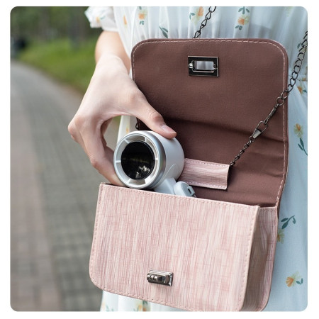 Mini Ventilator Portabil,  5 Trepte de Viteza, Afisaj Digital, Incarcare USB, 5V, 2A, 5.95 x 5.2 x 17.2 cm, Alb