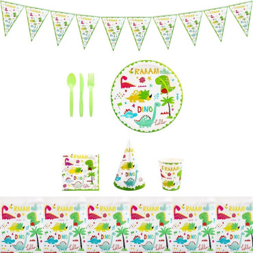 Set 9 Accesorii de Masa, Cyrax, Colectia Dino Park, 82 Piese, din Carton/Plastic/Hartie, Multicolor