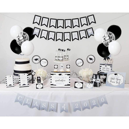 Set 10 Baloane din Latex, Cyrax, Model Party Confetti, 5 x Confetti, 5 x Negru, 25 cm, 2.2g