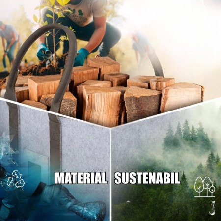 Cos Multifunctional pentru Rufe Murdare, Cos Depozitare,  Gri, 50x34x32, Geanta Durabila pentru Lemne si Accesorii