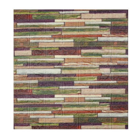 Set 10 Placi Tapet 3D,  70 x 77 cm, Grosime 3 mm, din Polietilena, Model Caramida, Suprafata acoperita 5.3 mp, Caramida Colorata