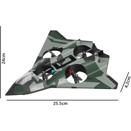 Jucarie Interactiva, Cyrax, Aeronava de Lupta, din EVA, cu Telecomanda, Incarcare USB, +14 Ani, 24 x 25.5 x 4.2 cm, Model Army, Verde