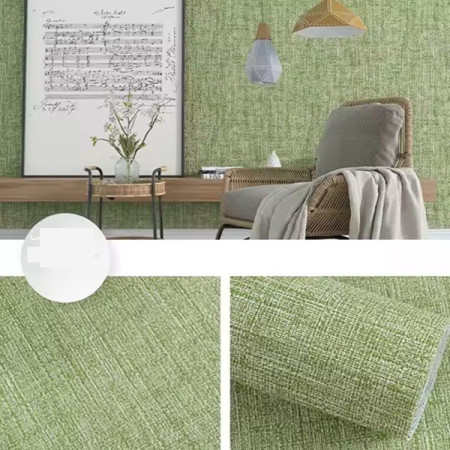 Rola Autoadeziva pentru Perete,  din Panza, 10 m, Rezistenta la Umezeala, 2.5 mm Grosime, Model Texturat, Verde Deschis