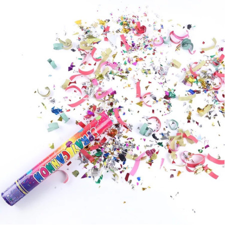 Tub de Confetii, Cyrax, Clasic, 30x5 cm, Confetii Asortate din Plastic, Eliberare prin Rasucire, Multicolor