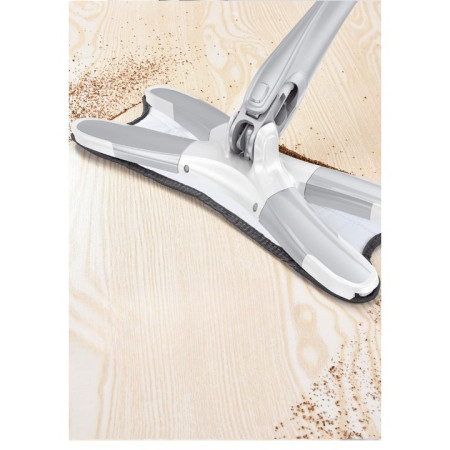 Set Mop Plat + Galeata,  cu Sistem de Stoargere, Lungime Telescopica 140 cm, Argintiu/Galben