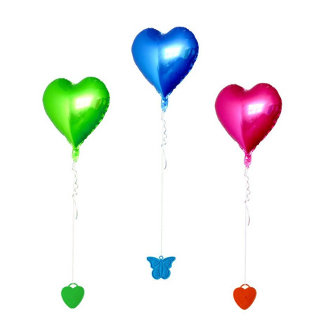 Set 4 Greutati pentru Baloanele cu Heliu, Cyrax, 32 grame, 8 grame Fiecare, Plastic, Forma Inima, Multicolor