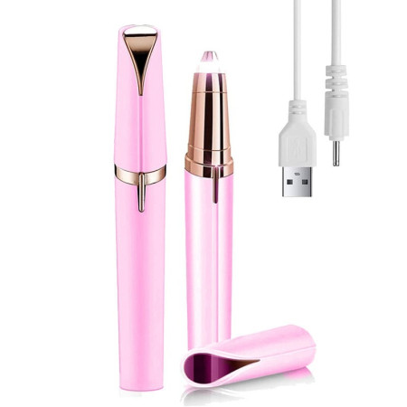 Trimmer Facial, Cyrax, pentru Sprancene, Incarcare USB, 1.5 x 13 cm, din ABS, Roz