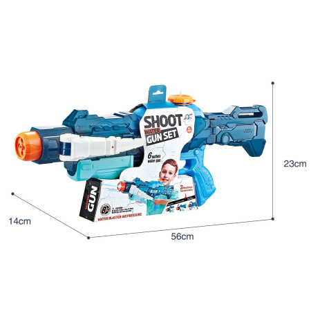 Pistol cu Apa, Cyrax, +6 Ani, Rezervor 700 ml, 4 Moduri de Stropire, din Plastic, 56 x 37 x 23 cm, Albastru