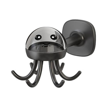 Suport Cuier pentru Perete,  Model Caracatita, Adeziv, 10 x 8.5 cm, 6 Brate, Gri