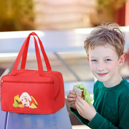 Geanta Termo-Izolanta, Cyrax, Compartimente Telefon si Tacamuri, Multifunctionala, Impermeabila, 30x21x20 cm, Design Iepuras, Rosu