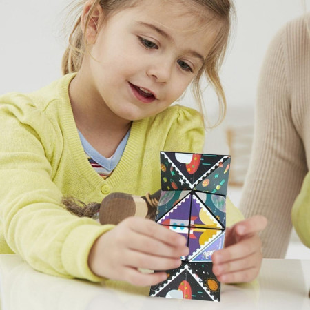 Jucarie Interactiva, Cyrax, 3D Cub Rubik, Diferite Forme, Anti-stress, Tema Spatiu Cosmic, Multicolor