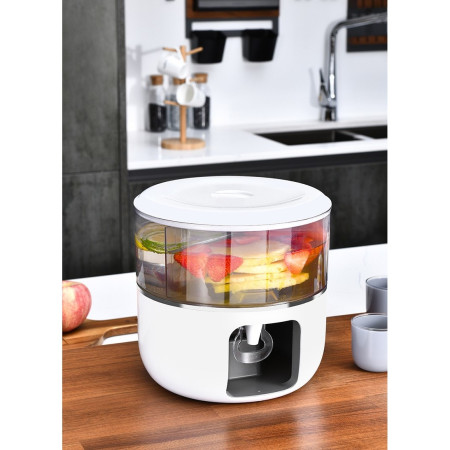Dozator de apa Cyrax, 3 compartimente rotative, capacitate mare de 3l, alb