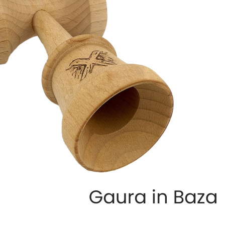 Kendama X Originala, Profesionala, Cyrax, Cupe Mari KING SIZE V3, Rubber Grip, Gaura in Baza, Rulment Metalic, din lemn 18 cm, Ata 62/65 cm, Bicolor Verde/Negru