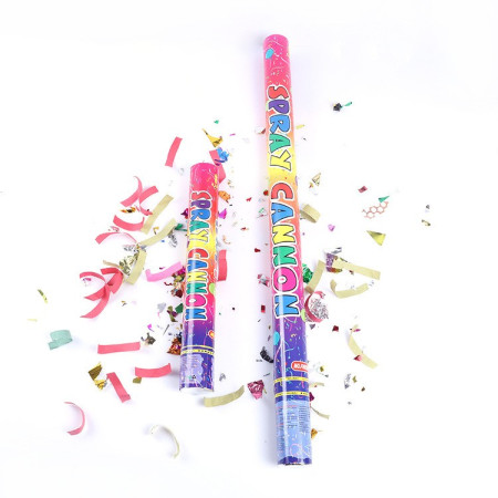 Tub de Confetii, Cyrax, Clasic, 80x5 cm, Confetii Asortate din Plastic, Eliberare prin Rasucire, Multicolor