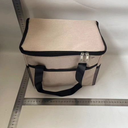 Geanta Termica Cyrax pentru Pranz, Compartimente Telefon si Tacamuri, Multifunctionala, Impermeabila, 24x18x21 cm, Crem