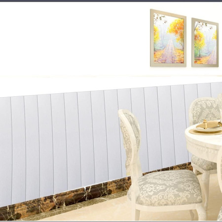 Set 10 Placi Tapet 3D,  70 x 70 cm, Grosime 3 mm, din Rasina, Tip Placi de Lemn, Suprafata Acoperita 4.9 mp, Alb