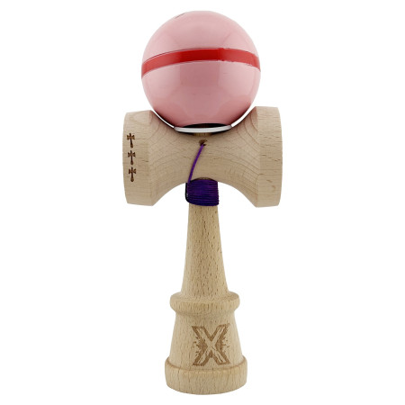 Kendama X Originala Silken, Profesionala, Cyrax, Cupe Mari KING SIZE V3, Super Sticky, Gaura in Baza, Rulment Metalic, din lemn 18 cm, Ata 55 cm, Roz