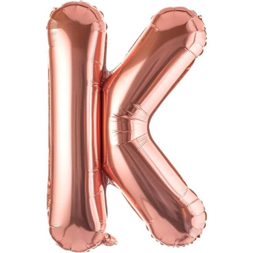Balon Folie Metalizata Litera K, Cyrax, 100 cm, Umflati cu Heliu sau Aer, Ambalaj Individual, Pai inclus, Rose Gold