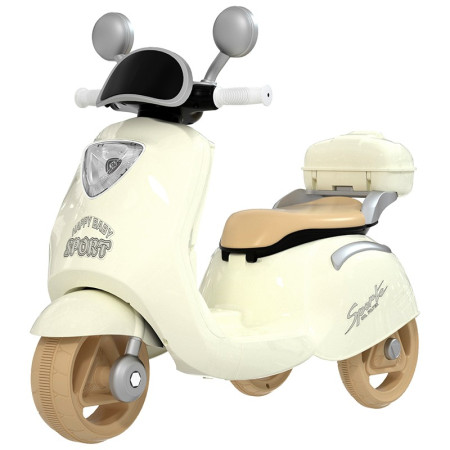 Motocicleta Electrica Cyrax, cu Acumulator, Telecomanda, Bluetooth, cu Sistem Anti-Rasturnare, Sistem de Lumini si Sunet, 3-10 Ani, Bej