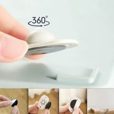 Set 16 Roti Autoadezive Universale,  pentru Mutat Mobila, Rotire 360 de Grade, Usor de Montat, ABS, 4.5x2.8x1.4 cm, Alb