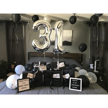 Balon din Folie Metalizata Cyrax, Figurina Cifra, Tema Aniversare 40 cm, Ambalaj Individual, Pai inclus, Umflare cu Aer sau Heliu, Argintiu, Cifra 3